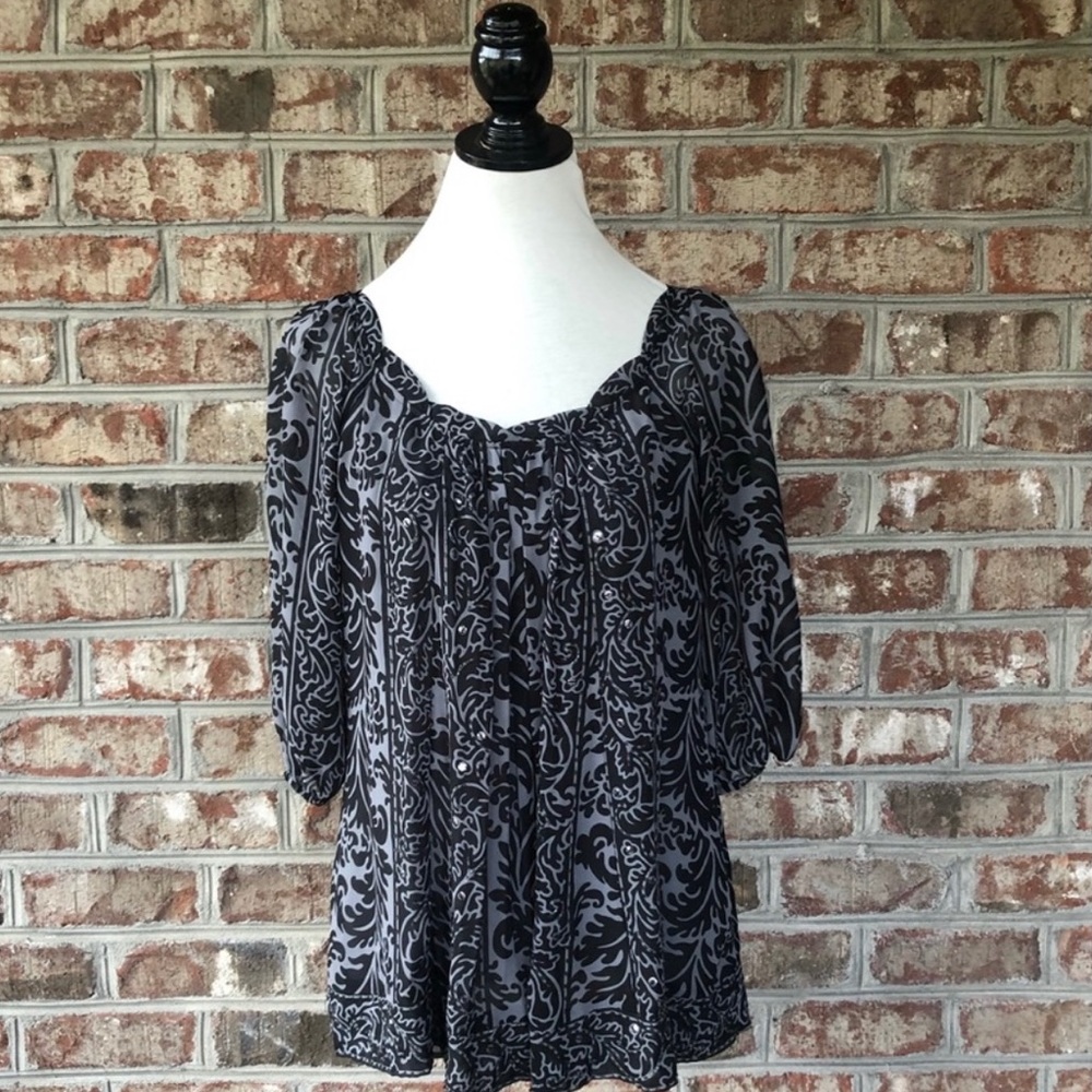 Nicole by Nicole Miller Paisley Chiffon Top Sz 6